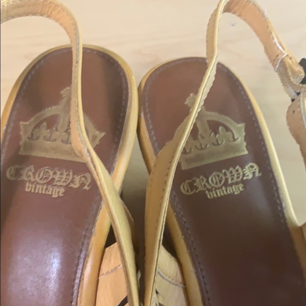 HP! π Yellow leather slingback wedges - Picture 4 of 5